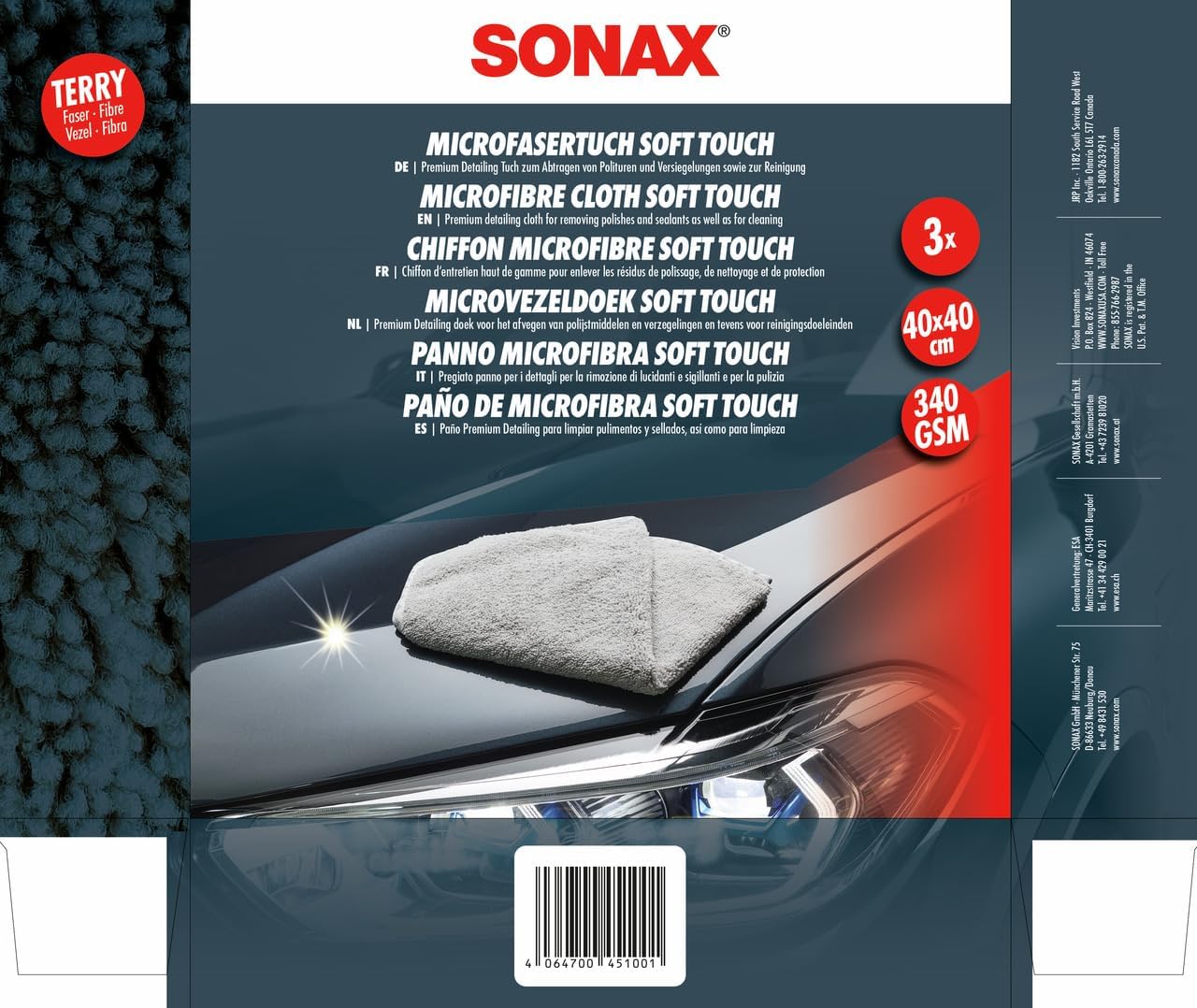 SONAX Microfibre Premium Soft Touch Cloth 3 Pack