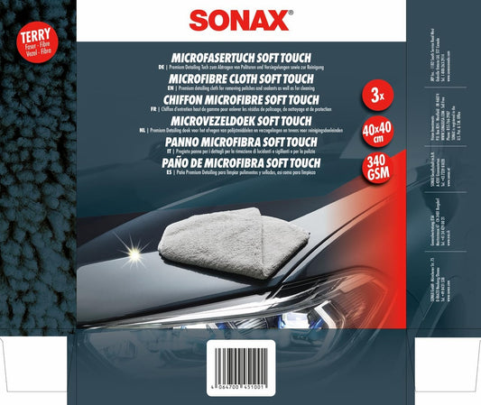 SONAX Microfibre Premium Soft Touch Cloth 3 Pack