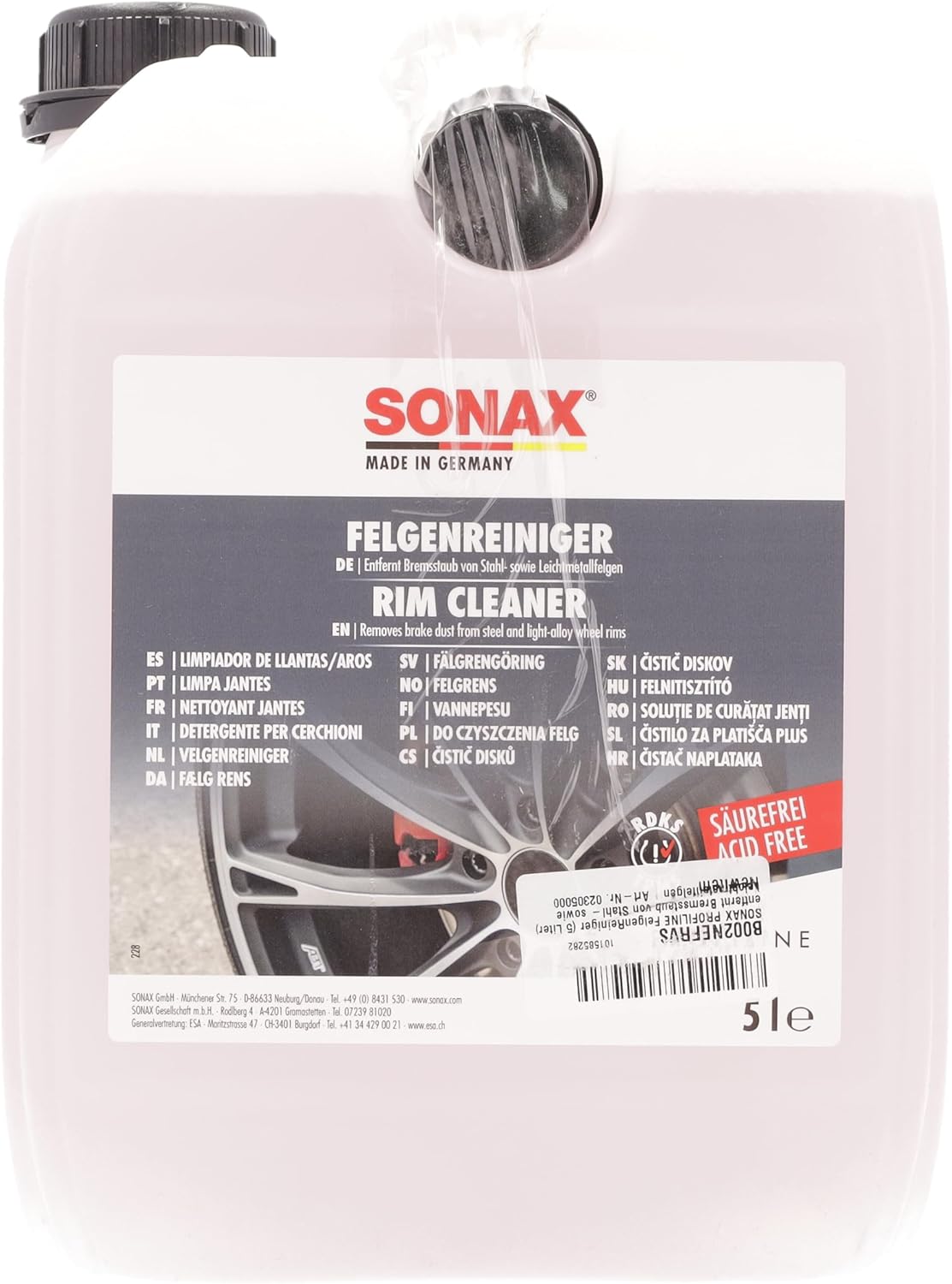 SONAX PROFILINE RIM CLEANER 5L WITH SMART-NOZZLE.