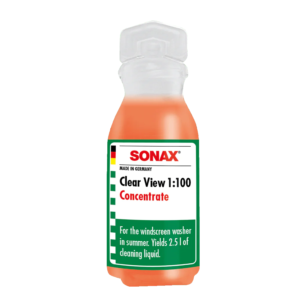 SONAX CLEAR VIEW 1:100 CONCENTRATE, CLEANING ADDITIVE FOR WINDSCREEN WASHER UNIT.