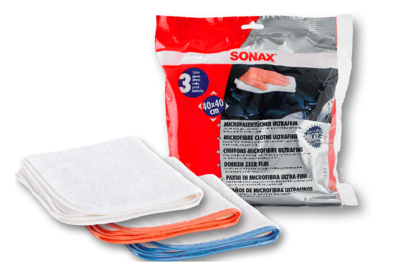 SONAX Microfibre Cloths Ultrafine, Soft and Absorbent, 3 in a Pack