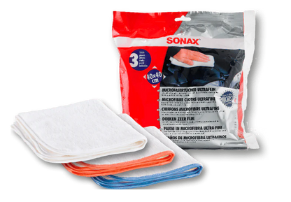 SONAX Microfibre Cloths Ultrafine, Soft and Absorbent, 3 in a Pack